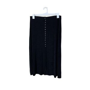Briggs New York Y2K‎ Black Button Front Maxi Length Skirt Petite